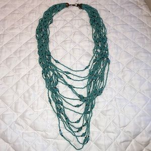 Turquoise layered beaded, long necklace